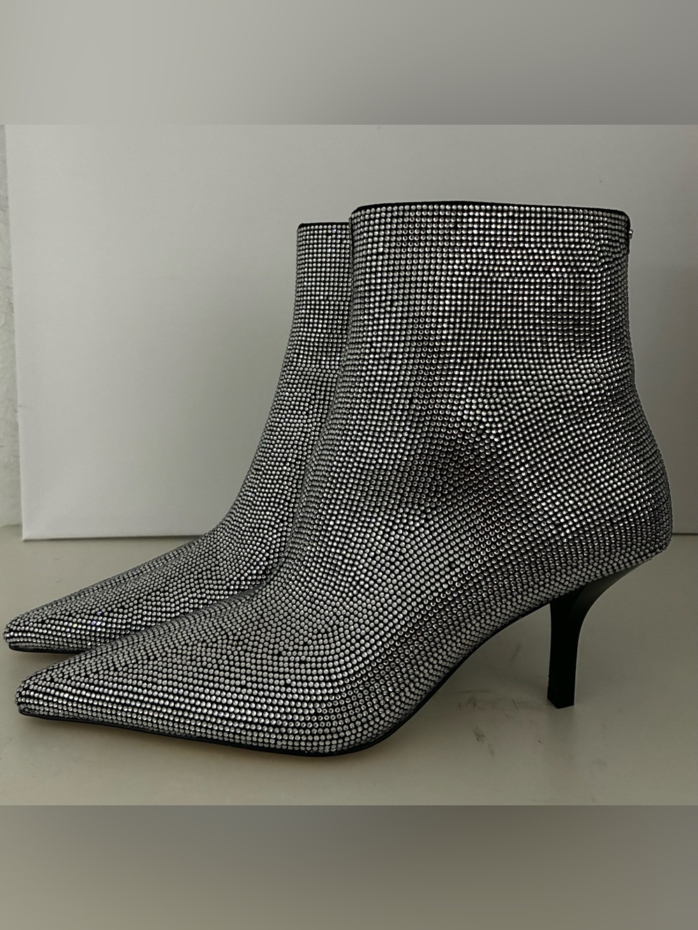 Michael Kors Crystal-Embellished Pointed Toe Ankle Boots - Black/Silver